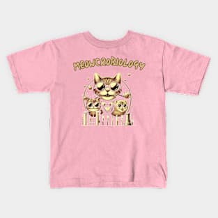 Meowcrobiologists at Work - FUNNY CATS STUDY CHEMISTRY - meowcrobiology Kids T-Shirt